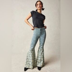 We The Free Light Blue Heart Flare Jeans